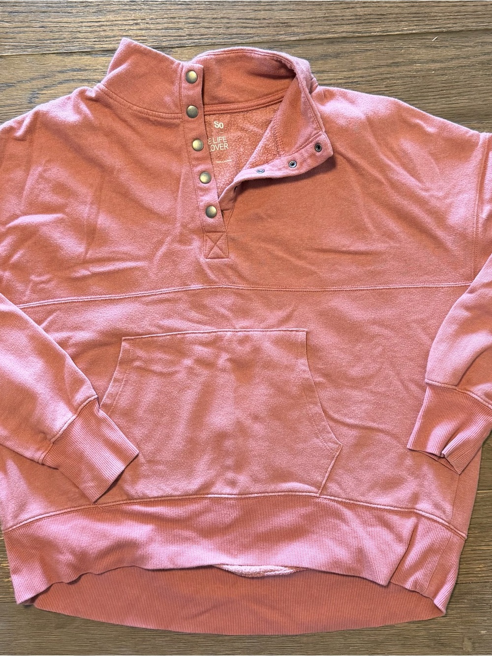 SO Women's Dusty Rose Snap-Front Pullover Hoodie